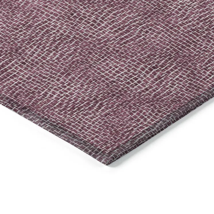 10' X 14' Eggplant And Ivory Geometric Washable Indoor Outdoor Area Rug
