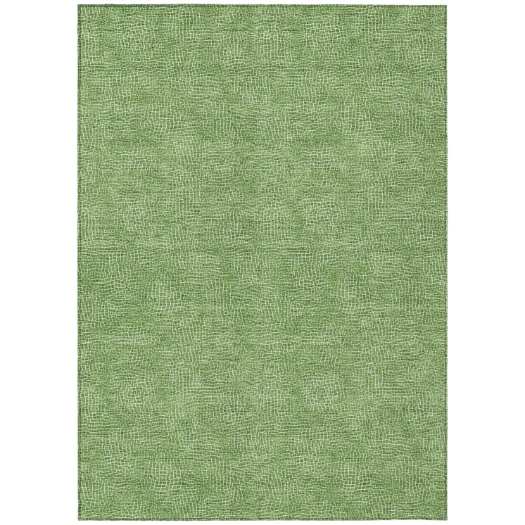 8' X 10' Green And Ivory Geometric Washable Indoor Outdoor Area Rug