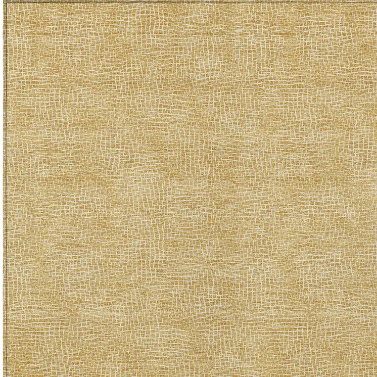 3' X 5' Gold And Ivory Geometric Washable Indoor Outdoor Area Rug