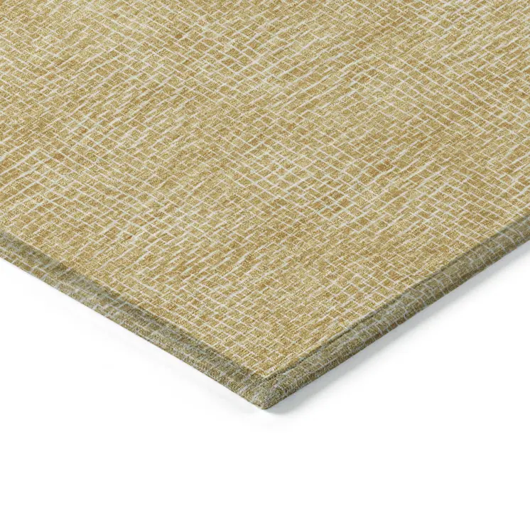 8' X 10' Gold And Ivory Geometric Washable Indoor Outdoor Area Rug