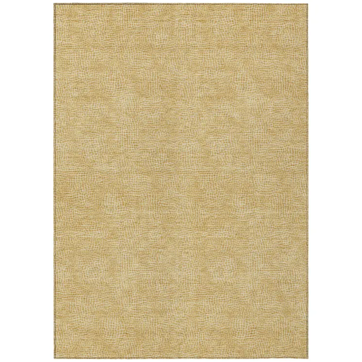 10' X 14' Gold And Ivory Geometric Washable Indoor Outdoor Area Rug