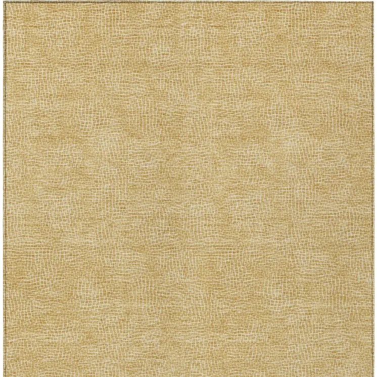 10' X 14' Gold And Ivory Geometric Washable Indoor Outdoor Area Rug