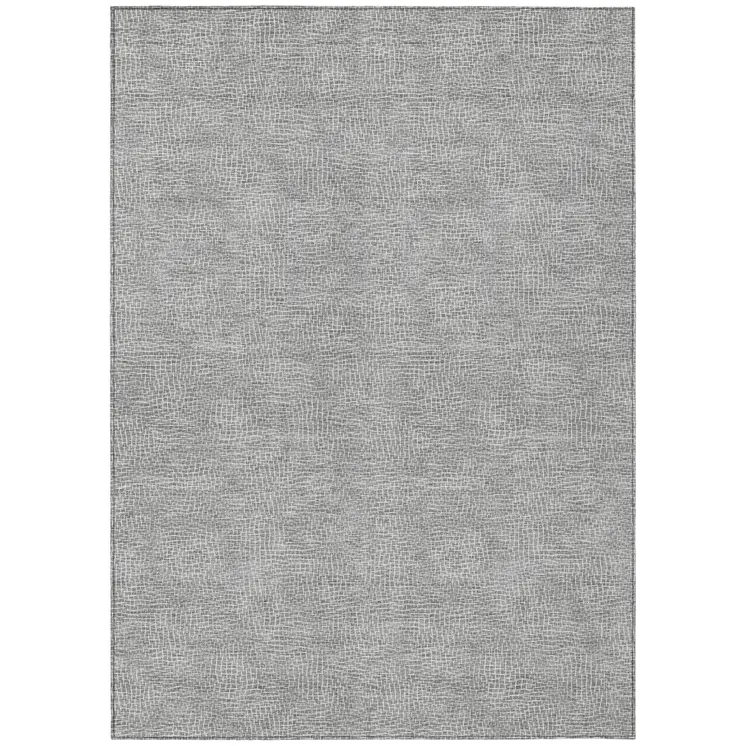 3' X 5' Gray And Ivory Geometric Washable Indoor Outdoor Area Rug