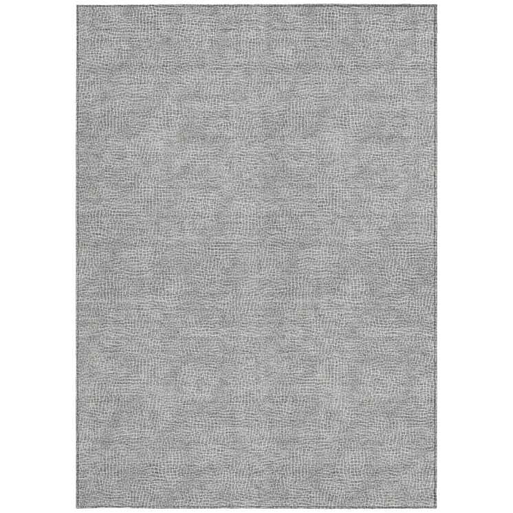8' X 10' Gray And Ivory Geometric Washable Indoor Outdoor Area Rug