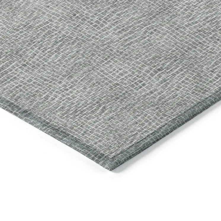 8' X 10' Gray And Ivory Geometric Washable Indoor Outdoor Area Rug
