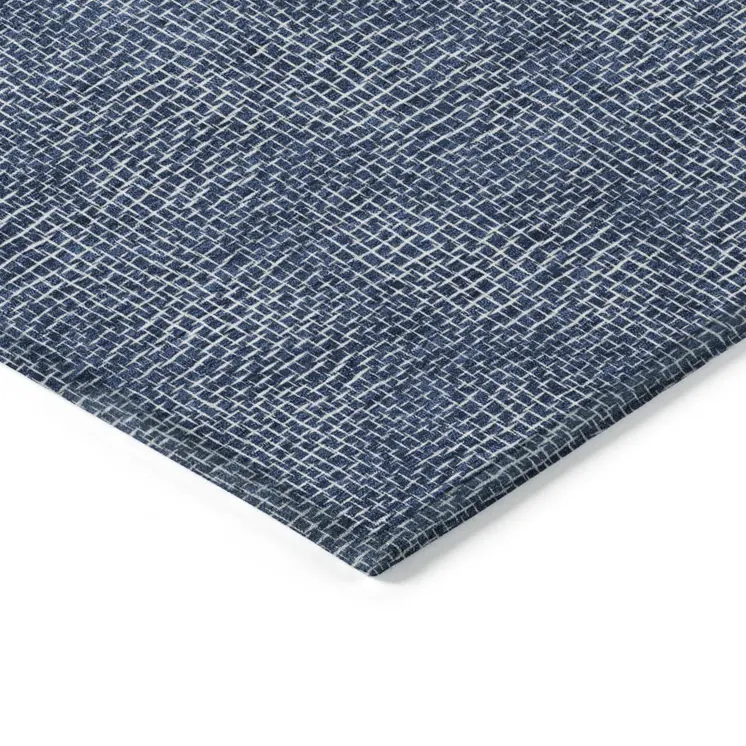 5' X 8' Navy Blue And Ivory Geometric Washable Indoor Outdoor Area Rug
