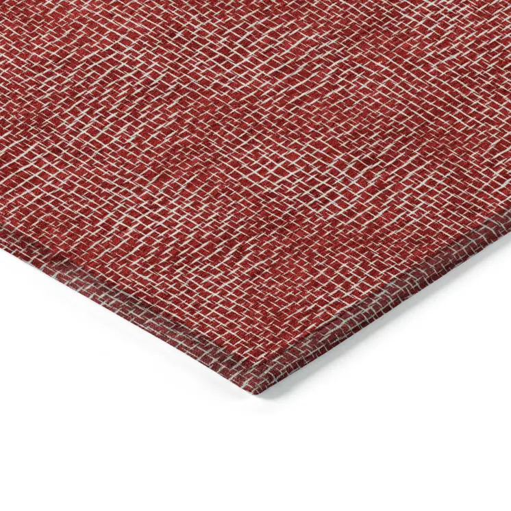 3' X 5' Red And Ivory Geometric Washable Indoor Outdoor Area Rug