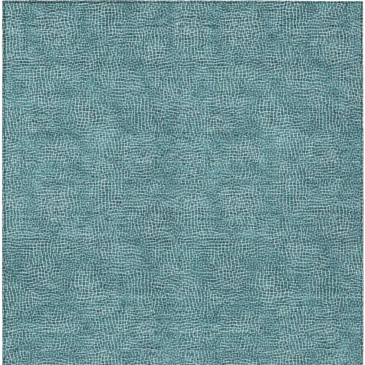 5' X 8' Teal Blue And Ivory Geometric Washable Indoor Outdoor Area Rug