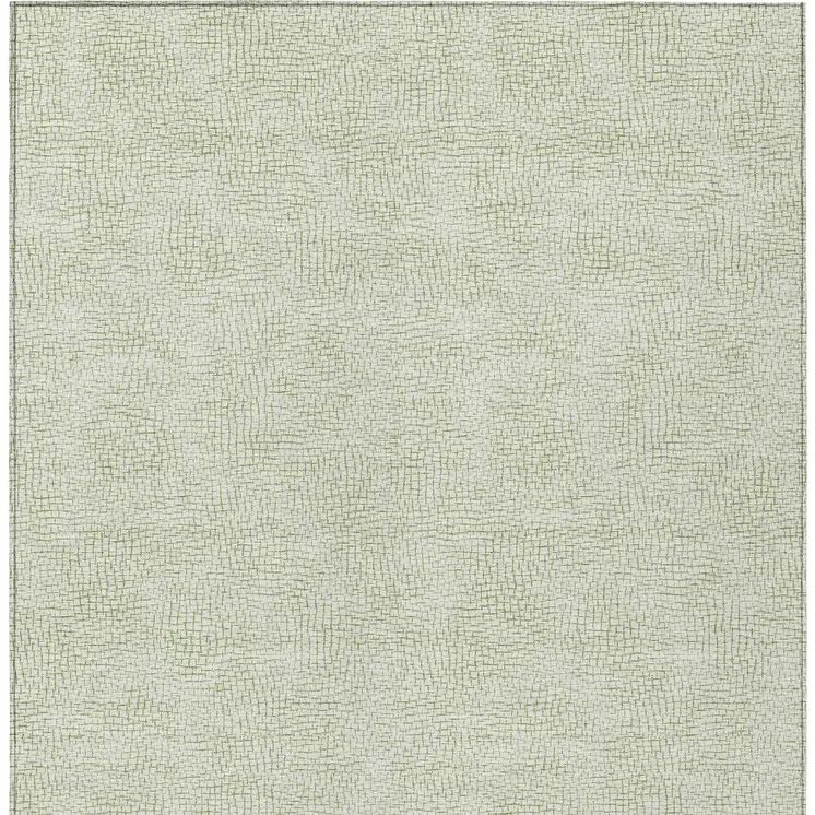8' X 10' Artichoke Green And Ivory Geometric Washable Indoor Outdoor Area Rug