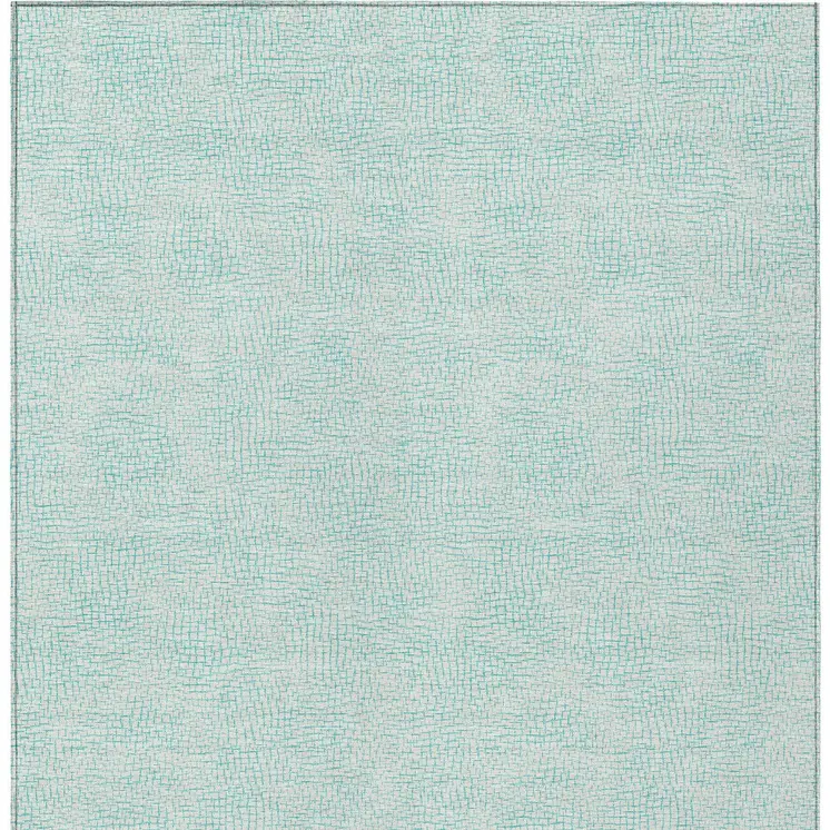 8' X 10' Aqua And Ivory Geometric Washable Indoor Outdoor Area Rug