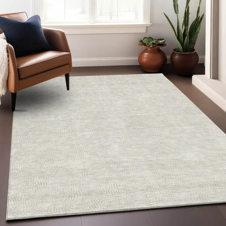 5' X 8' Beige And Brown Geometric Washable Indoor Outdoor Area Rug