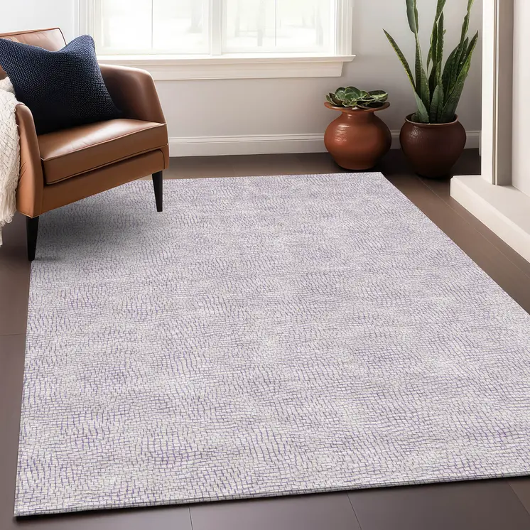 3' X 5' Lavender And Purple Geometric Washable Indoor Outdoor Area Rug