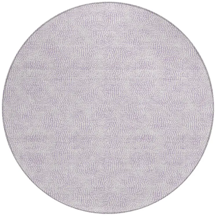 8' Lavender And Purple Round Geometric Washable Indoor Outdoor Area Rug