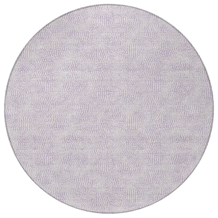 8' Lavender And Purple Round Geometric Washable Indoor Outdoor Area Rug