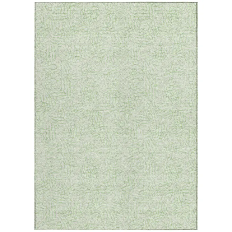 3' X 5' Mint Green And Ivory Geometric Washable Indoor Outdoor Area Rug