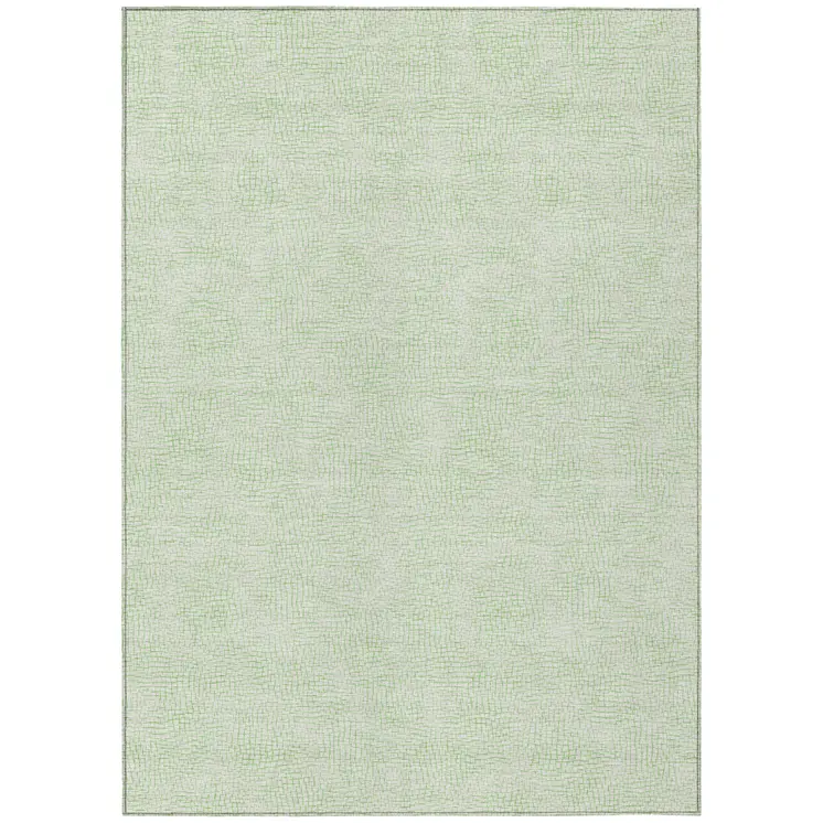 3' X 5' Mint Green And Ivory Geometric Washable Indoor Outdoor Area Rug