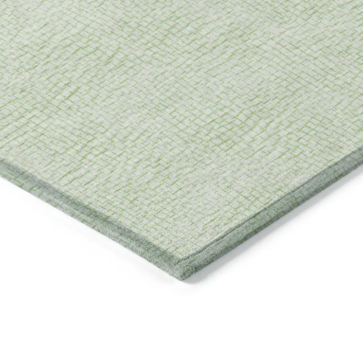 10' X 14' Mint Green And Ivory Geometric Washable Indoor Outdoor Area Rug