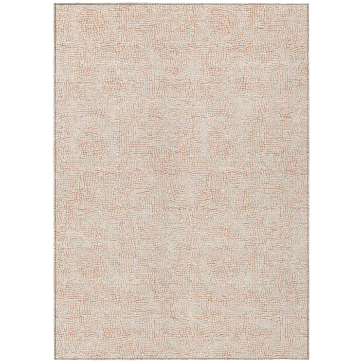 9' X 12' Peach And Beige Geometric Washable Indoor Outdoor Area Rug
