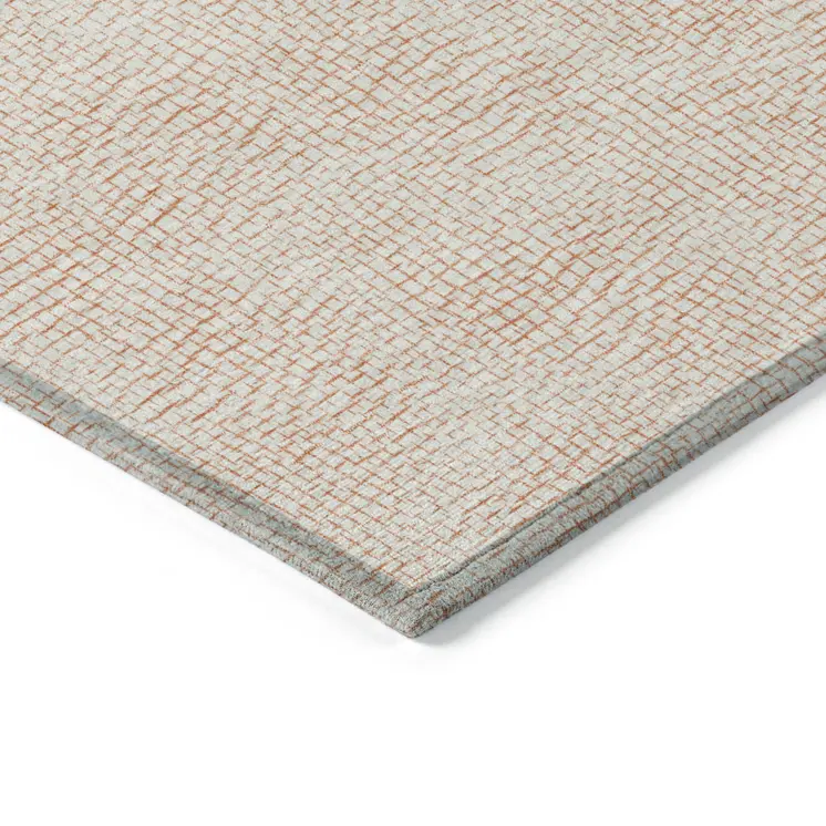 9' X 12' Peach And Beige Geometric Washable Indoor Outdoor Area Rug