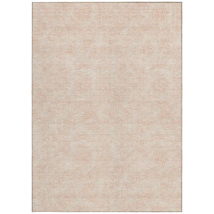 9' X 12' Peach And Beige Geometric Washable Indoor Outdoor Area Rug
