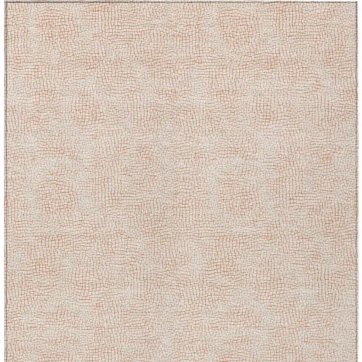 10' X 14' Peach And Beige Geometric Washable Indoor Outdoor Area Rug