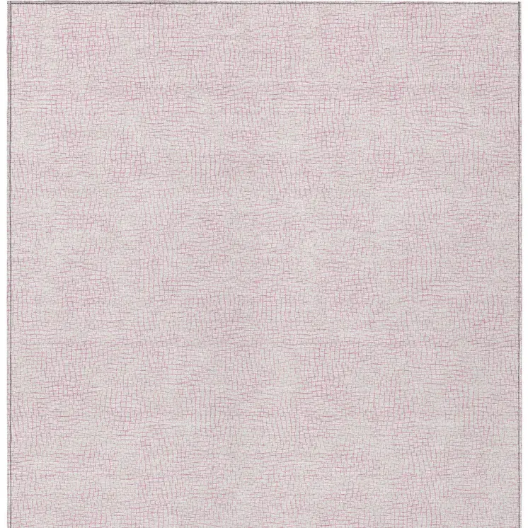 3' X 5' Pink And Ivory Geometric Washable Indoor Outdoor Area Rug