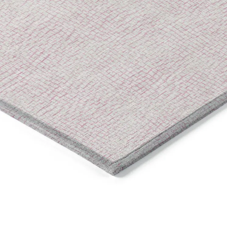 5' X 8' Pink And Ivory Geometric Washable Indoor Outdoor Area Rug