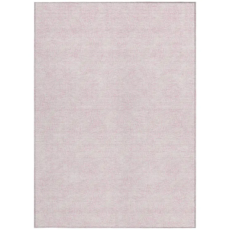 5' X 8' Pink And Ivory Geometric Washable Indoor Outdoor Area Rug