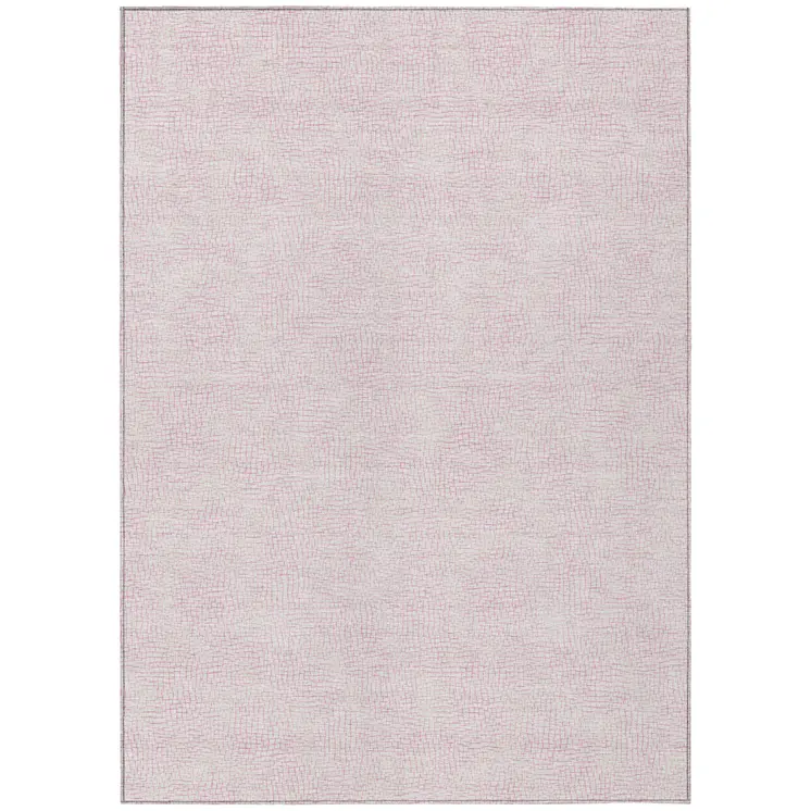 8' X 10' Pink And Ivory Geometric Washable Indoor Outdoor Area Rug