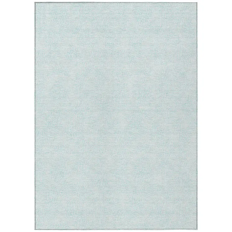 5' X 8' Sky Blue And Ivory Geometric Washable Indoor Outdoor Area Rug