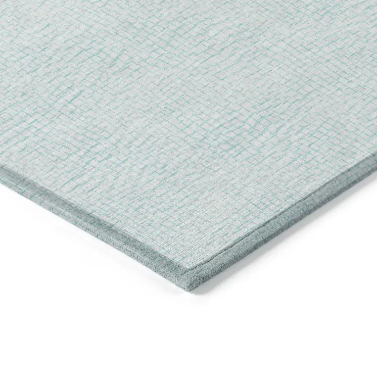 5' X 8' Sky Blue And Ivory Geometric Washable Indoor Outdoor Area Rug