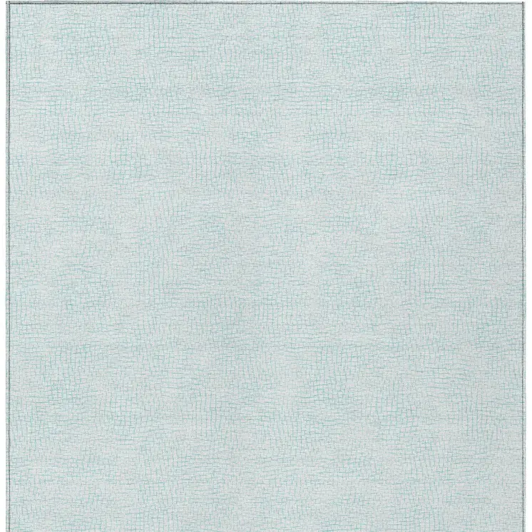 8' X 10' Sky Blue And Ivory Geometric Washable Indoor Outdoor Area Rug