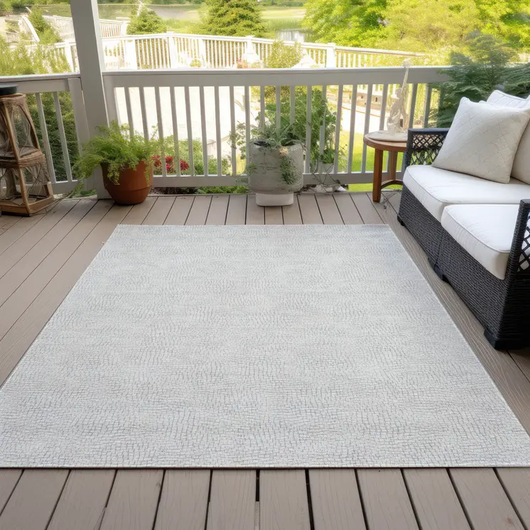 3' X 5' Silver And Gray Geometric Washable Indoor Outdoor Area Rug