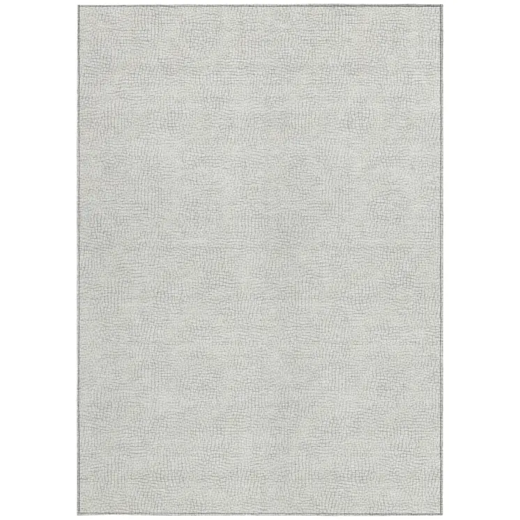 9' X 12' Silver And Gray Geometric Washable Indoor Outdoor Area Rug