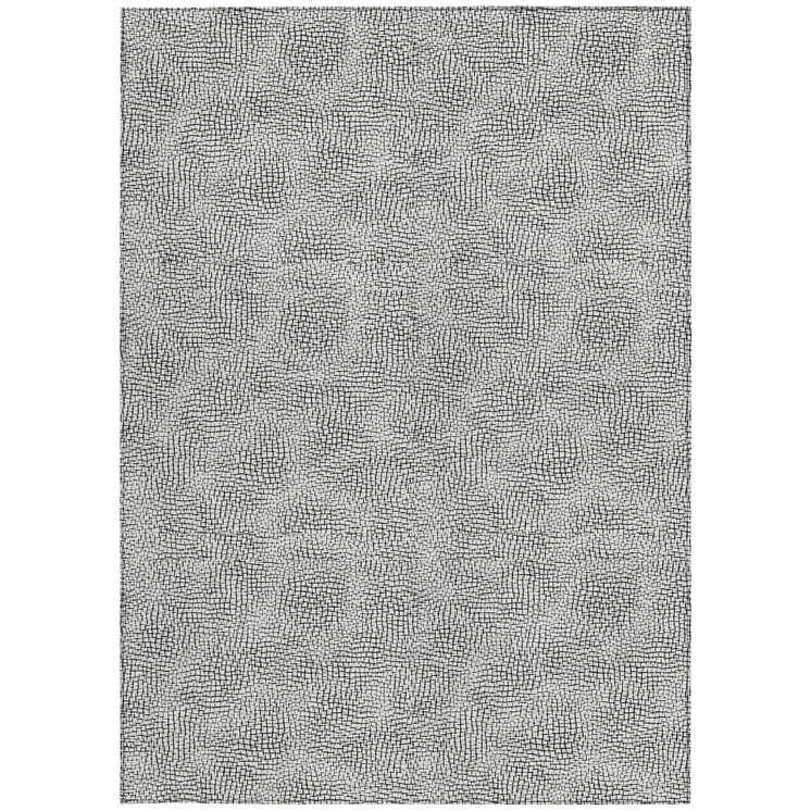 3' X 5' White And Black Geometric Washable Indoor Outdoor Area Rug