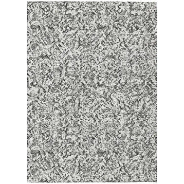 5' X 8' White And Black Geometric Washable Indoor Outdoor Area Rug