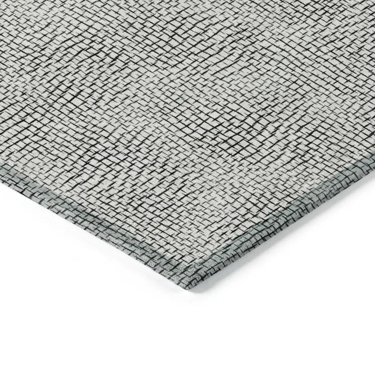 5' X 8' White And Black Geometric Washable Indoor Outdoor Area Rug