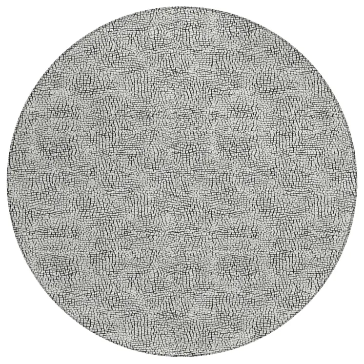 8' White And Black Round Geometric Washable Indoor Outdoor Area Rug