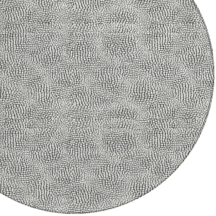8' White And Black Round Geometric Washable Indoor Outdoor Area Rug