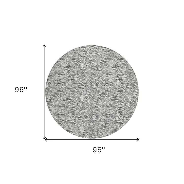 8' White And Black Round Geometric Washable Indoor Outdoor Area Rug