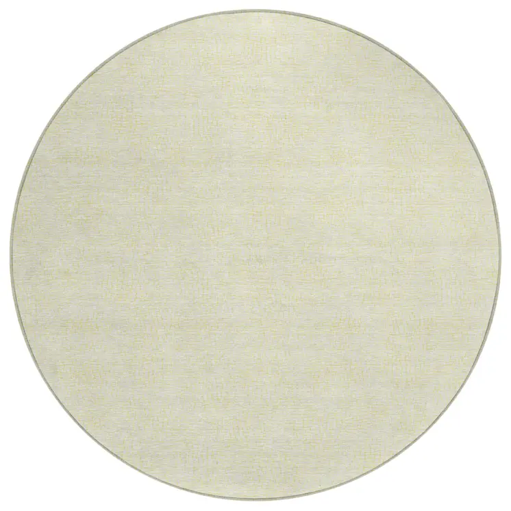 8' Yellow And Beige Round Geometric Washable Indoor Outdoor Area Rug