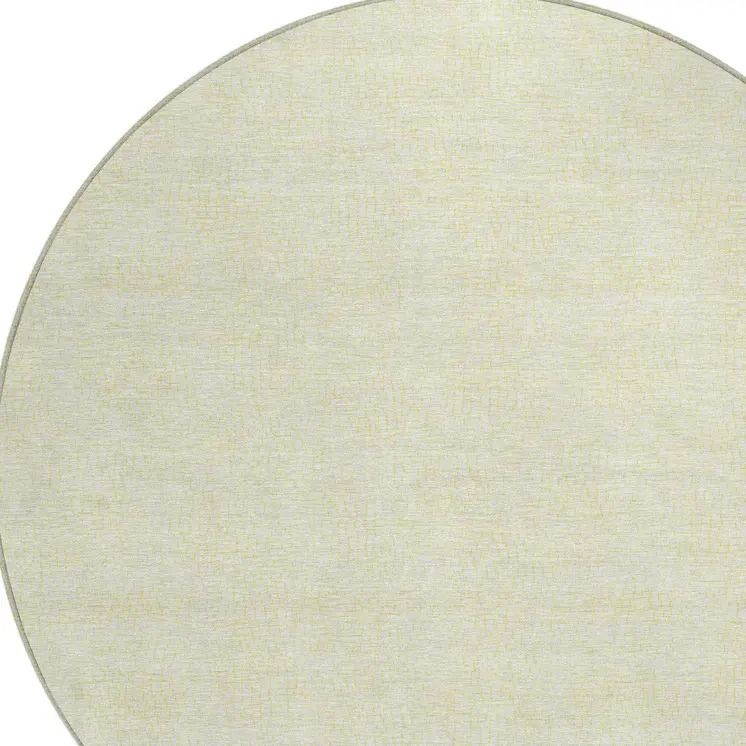 8' Yellow And Beige Round Geometric Washable Indoor Outdoor Area Rug