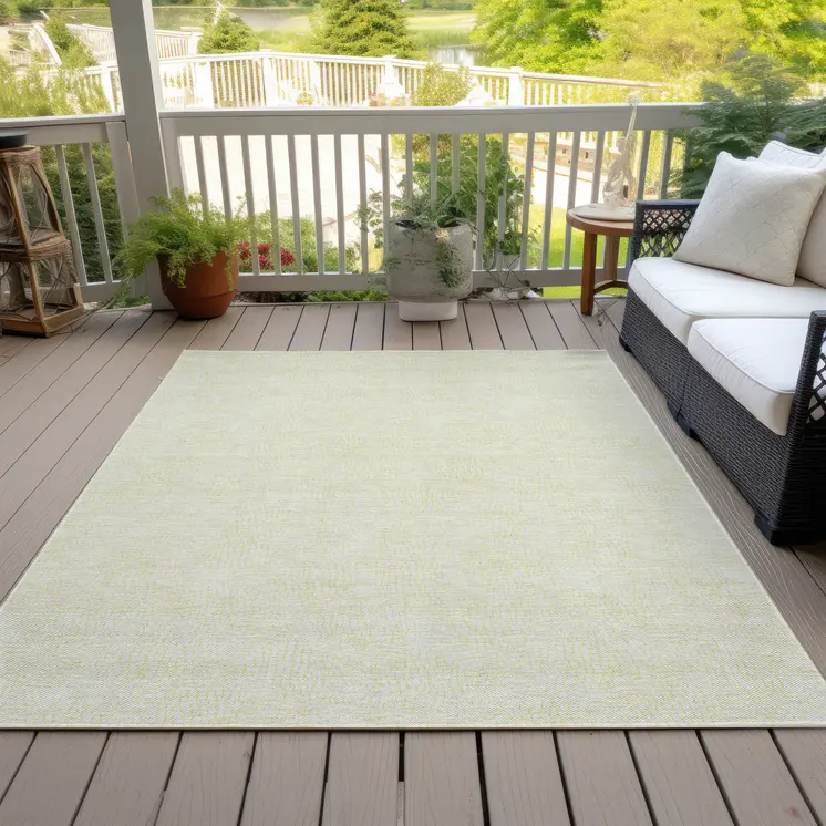 9' X 12' Yellow And Beige Geometric Washable Indoor Outdoor Area Rug