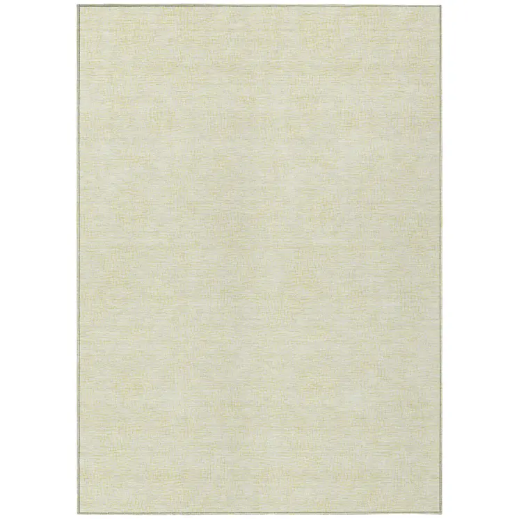 9' X 12' Yellow And Beige Geometric Washable Indoor Outdoor Area Rug