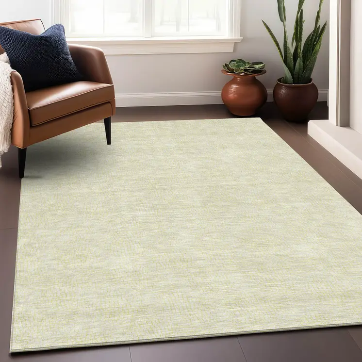 9' X 12' Yellow And Beige Geometric Washable Indoor Outdoor Area Rug