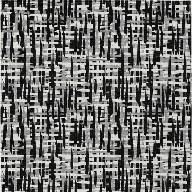 5' X 8' Black Gray And Ivory Abstract Washable Indoor Outdoor Area Rug