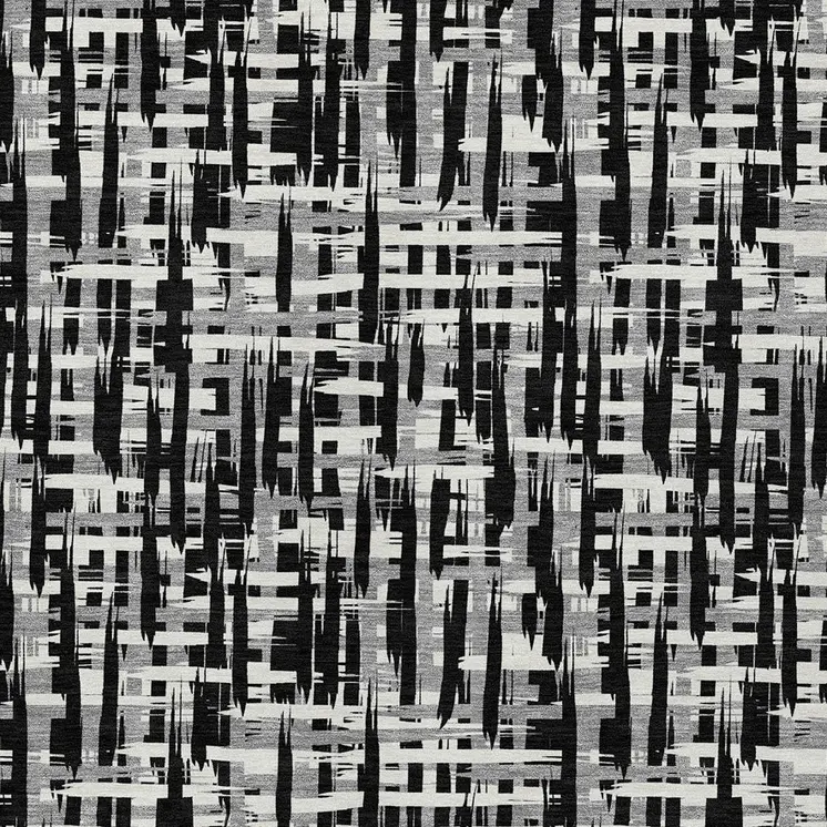 9' X 12' Black Gray And Ivory Abstract Washable Indoor Outdoor Area Rug