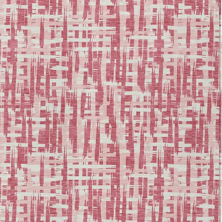 8' X 10' Blush Pink And Beige Abstract Washable Indoor Outdoor Area Rug