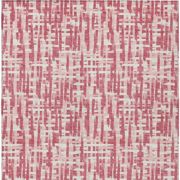 10' X 14' Blush Pink And Beige Abstract Washable Indoor Outdoor Area Rug
