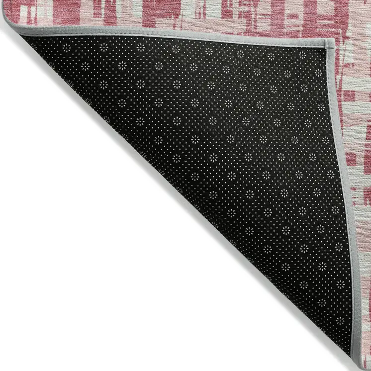 10' X 14' Blush Pink And Beige Abstract Washable Indoor Outdoor Area Rug